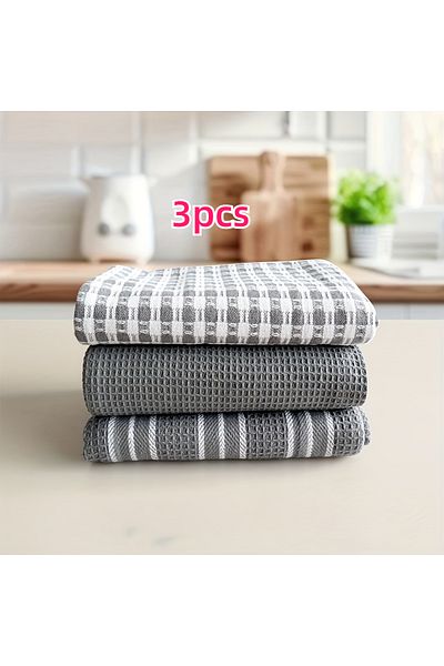 Choice 3pcs 45x60cm gray 3pcs/set Solid Color Waffle Premium Kitchen Towel Set Suitable for Wiping Dishes A