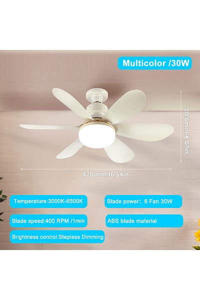 Choice 30W 42cm White E27 Base 40W LED Ceiling Fan Light 3 Adjustable Lighting Modes Remote Control High Wi