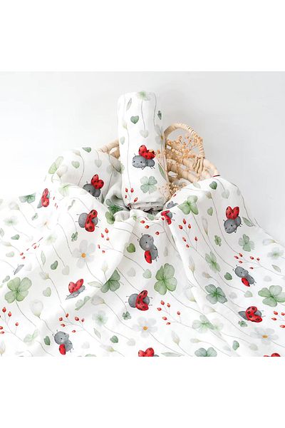 Choice KB013-DP140 HappyFlute 1pc Super Soft Baby Muslin Blanket Digital Print Baby Swaddle Baby Wrap 120