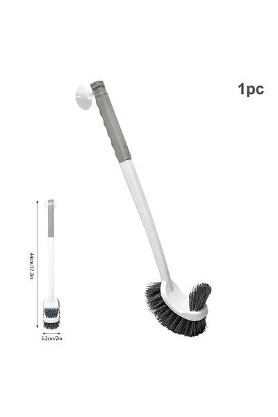 Choice grey-1pc Long Handled Toilet Brush Suction Cup Type Hole Free Wall Mounted Double-Sided Elbow No Dea