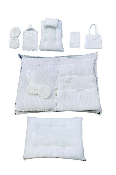 HEY BABY طقم أطفال فاخر مكون من 6 قطع قطن ناعم باللون الأبيض