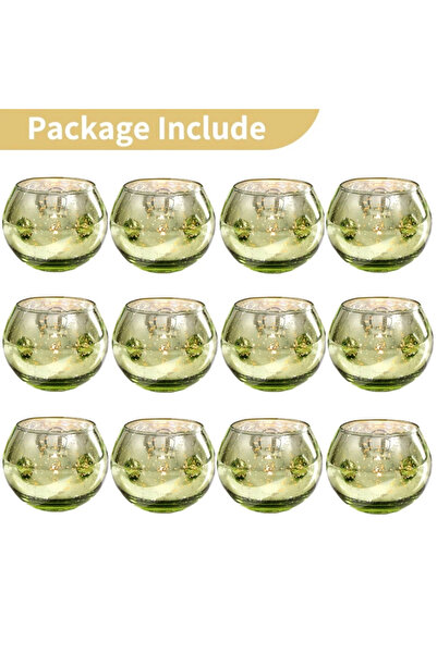 Choice 12 قطعة من حاملات الشموع الزجاجية النذرية الزئبقية الخضراء، 6/12 قطعة،...
