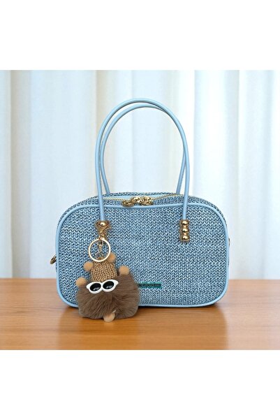 Angel Polo حقيبة يد وكتف نسائية باللون الأزرق الفاتح