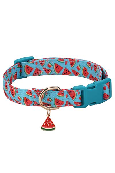 Choice M blue CP602/611--fruit pattern Pet dog collar with Fruit metal pendant do for Cat Puppy Dog