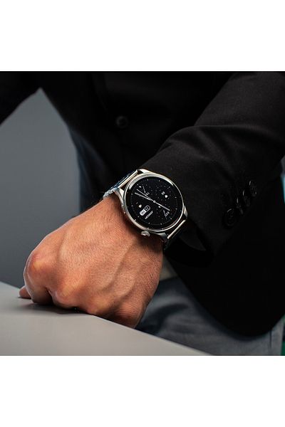 Joyroom Smartwatch okrągły Venture Series z opcją odbierania połączeń + srebrna bransoleta - szary