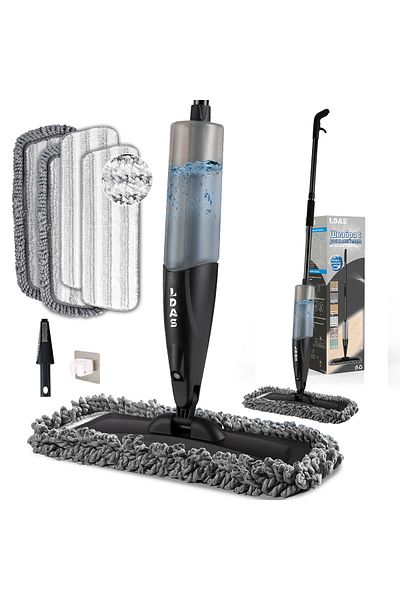 SDARISB LD-MOP38 DARIS Spray Mop Set with 500ml Bottle 4 Microfiber Pads Scraper Mop Clip Wet & Dry Use for