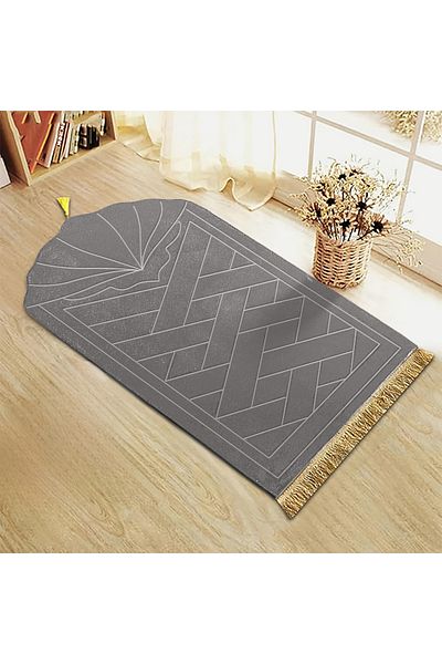 Choice 65x110CM Gray Thickened sponge prayer mat with tassel embossed prayer mat soft and easy to carry can