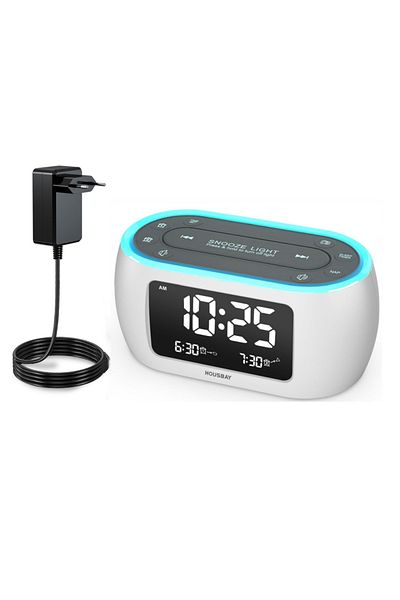 Choice European Glow Small Alarm Clock Radio for Bedrooms with 7 Color Night Light,Dual Alarm, Dimmer,USB C