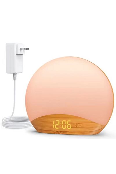 Choice American Wood Grain Sunrise Alarm Clock & Sound Machine Nightlight,Digital Dimmable Clock for Bedroo