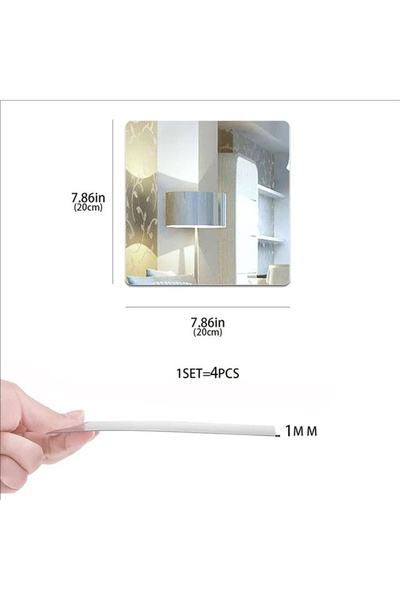 Choice ملصقات حائط مرآة مربعة فضية مقاس 20 سم، 4 قطع، ملصقات ديكور منزلي من ا...