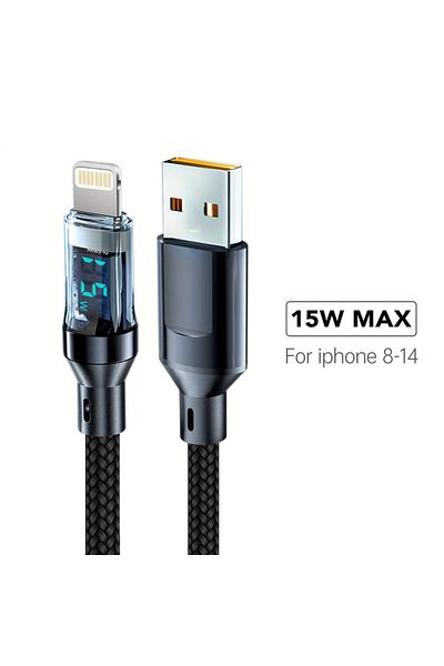 Choice 1m USB-A to Lightning OOZCC LCD Watt Display Cable, 120W Super Fast Charging USB Type C Cable Data T