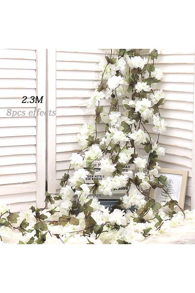 Choice White 2 Artificial Flower Silk Cherry Blossom Hanging Vine Home Garden Wedding Garland Arch Party Ch