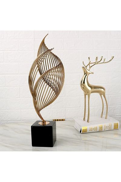 LUXXO Decoratiune de masa, metalica, Infinity S, 14x14x46cm, Auriu/Negru