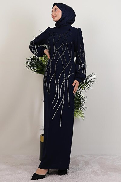 GİYZAMİLA Yase Stone Dress Navy Blue