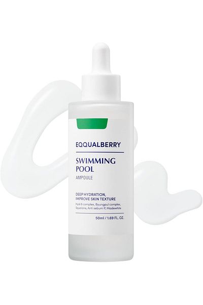 EQQUALBERRY Swimming Pool Ampoule 1.69 Fl. Oz. 50ml | Hyaluronic Acid Serum for Face, Daily Hydratio