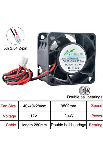 choice2 NO RGB black DC12V Double ball ACP4028 4cm 40mm fan 40x40x28mm DC5V/1...