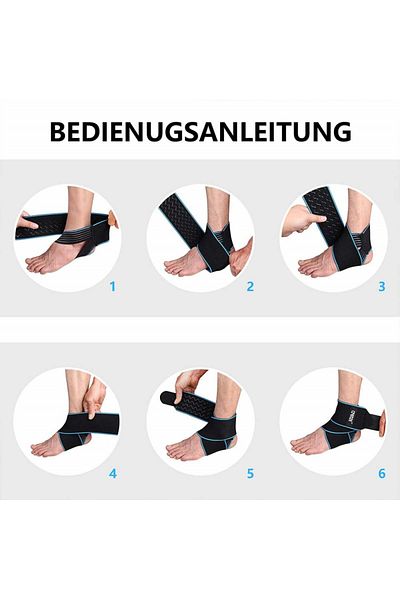 Crenze Adjustable Ankle Bandage, Nylon, Black/blue, Universal Size