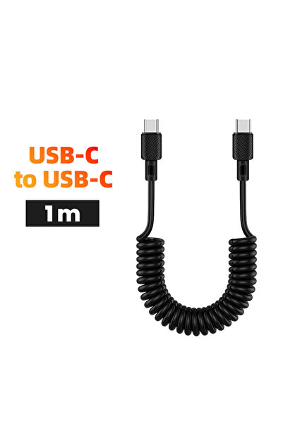 Choice كابل USB من النوع C إلى C بطول 1 متر و66 وات للشحن السريع للسيارة، كابل USB تلسكوبي من النوع C محمول من النوع C إلى النوع C