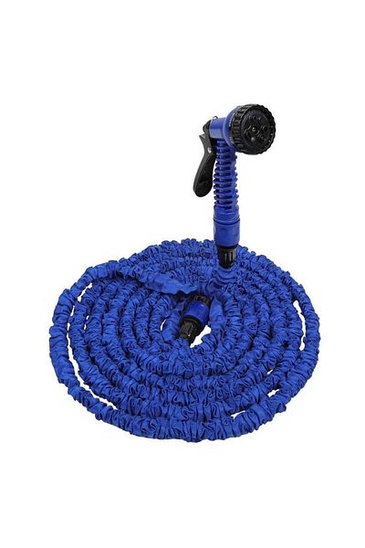 wei inox Garden hose, extendable, with multi-function gun, blue, 15 m