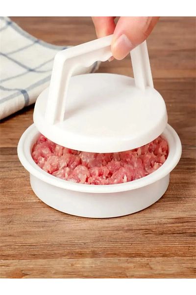 Choice WHITE 1PC Stuffed Hamburger Press, Plastic Burger Maker Mould for Grill & BBQ, Meat Patty Press Kitc