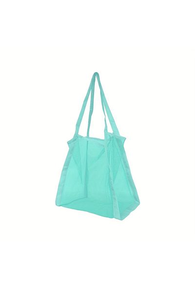 Choice Cyan beach bag Large capacity solid color hand shopping bag,multi-functional mesh bag sundries mesh