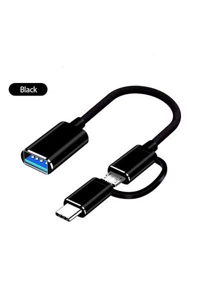Choice محول كابل OTG 2 في 1 من Micro USB USB C إلى USB 3.0 أسود، حالة جديدة، محول من النوع C ذكر USB أنثى