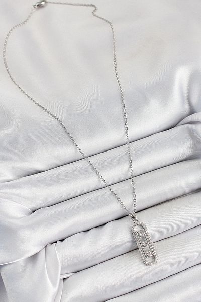 Clariss 316L Steel Zircon Stone Messika Model Silver Color Women's Necklace