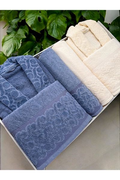 AYHANHOME Σετ μπουρνούζι Velvet Jacquard 6 τεμαχίων