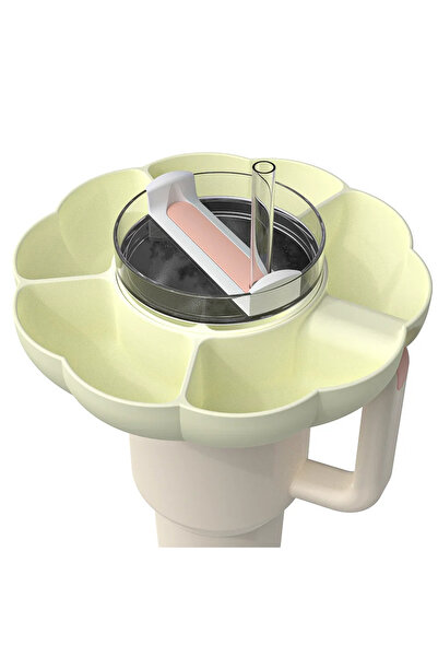 Choice وعاء وجبات خفيفة من السيليكون الأبيض القابل لإعادة الاستخدام لطبق وجبات خفيفة من Stanley Cup سعة 40 أونصة وحامل أكواب وصندوق وجبات خفيفة ومكيف هواء خارجي