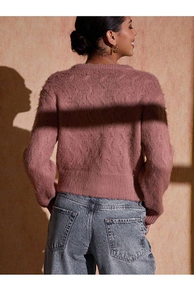 hidafashion Rose Detailled Shardon Knitted Cardigan