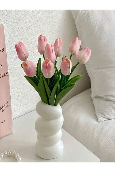 Choice Pink A Set of 6 Artificial Tulips, Suitable for Home Decoration, Anniversary Desktop Flower Decorati