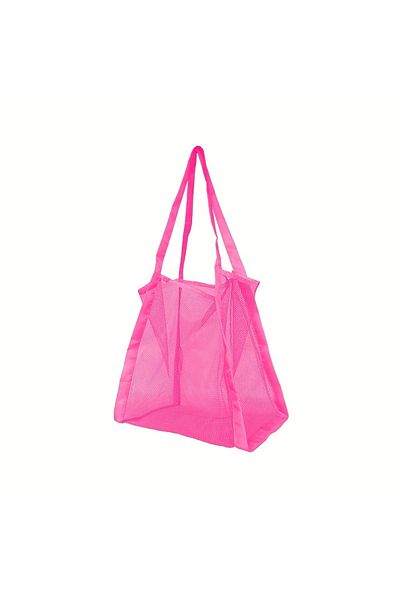 Choice Rose beach bag Large capacity solid color hand shopping bag,multi-functional mesh bag sundries mesh