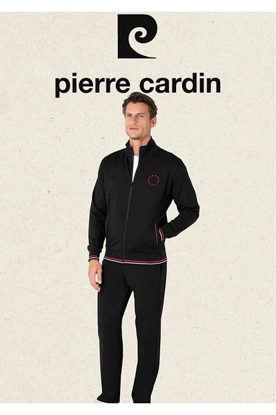 Pierre Cardin Men's Regular Fit Cotton Zipper Line Detail Lycra Tracksuit Suit