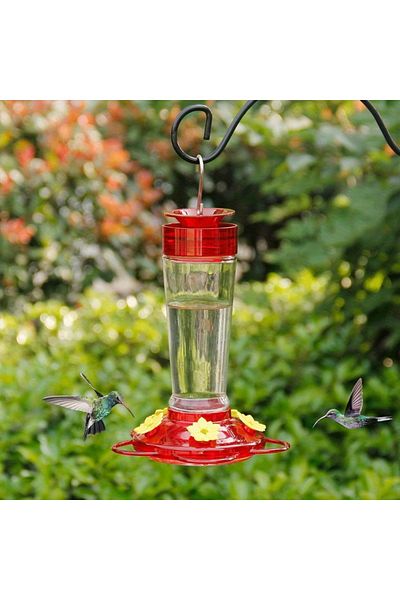 Choice Red 1pc suspended hummingbird feeder, bird with hook feeder, 5 nectar feeding ports (13.5oz)