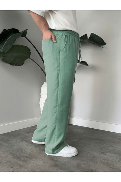 Deep sense Men's Muslin Fabric Summer Linen Trousers