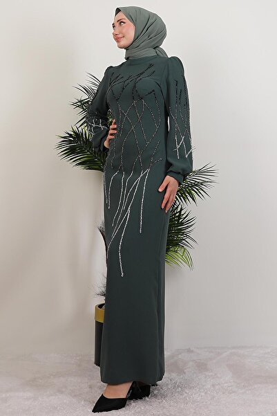 GİYZAMİLA Šaty Yase Taşlı, tmavě mátová barva