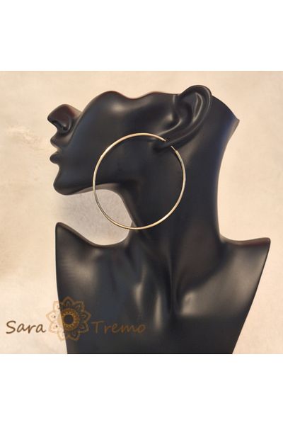 saratremo Large Classic Round Earrings Plated - 7 cm Diameter
