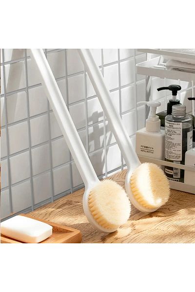 Choice White Long Handle Back Brush for Shower Soft Bristles Body Exfoliating Bath Brush Skin Health Shower