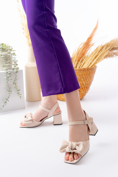 LUPİN SHOES Kadın Zoya Bej Topuklu Sandalet
