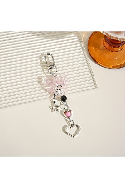 Choice Other Pink Key Ring 1pcs Fashion Love Pink Bead Bow Lanyard Door Buckl...