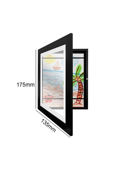 Alloet Black For A6 A6/A4 Kids Artwork Picture Frame Retro Wooden Frames Wall Display Artwork Frame for Kid