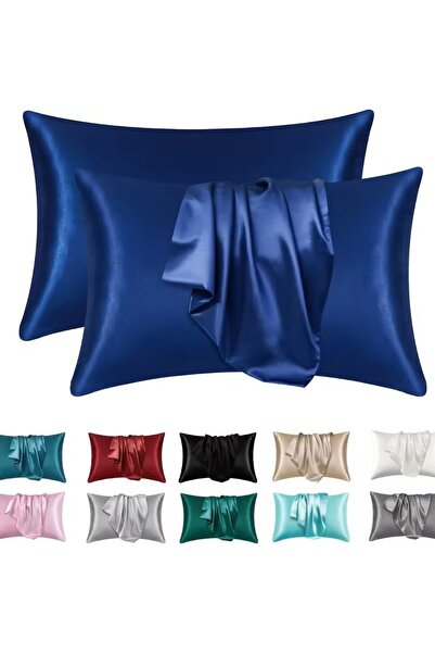 Choice 50x75cm Blue 2pcs Satin Silk Pillowcase for Hair and Skin, Coral Pillo...