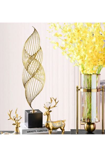 LUXXO Decoratiune de masa, metalica, Infinity M, 18x18x63cm, Auriu/Negru