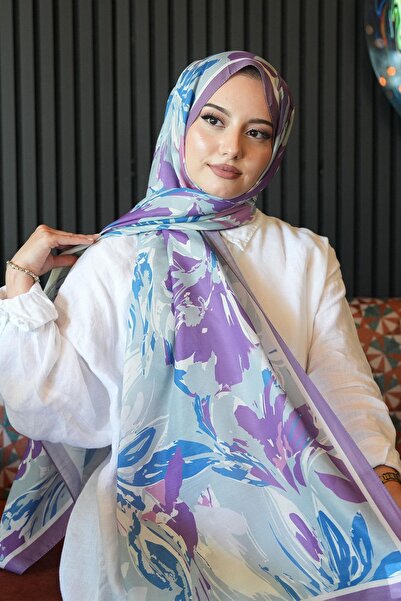 AFVENTE Σάλι από μαλακό βαμβάκι με μοτίβο λουλουδιών κρίνος