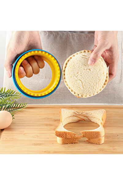 Choice4 Blue Yellow circular Sandwich cutting and sealing machine, biscuit plastic cutting machine, househol