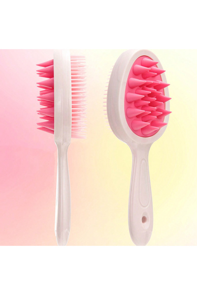 Choice فرشاة فك تشابك الشعر باللون الوردي، مشط مزدوج الاستخدام بمقبض طويل لتد...