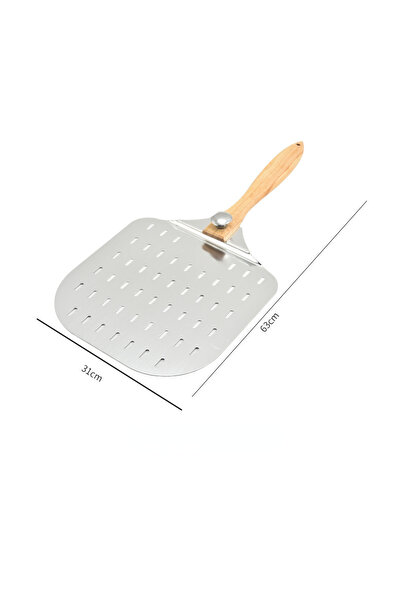 Choice1 أداة خبز البيتزا المثقبة من بي، بمقبض خشبي قابل للفصل، مصنوعة من الأل...