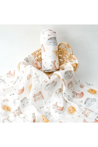 Choice KB013-DP137 HappyFlute 1pc Super Soft Baby Muslin Blanket Digital Print Baby Swaddle Baby Wrap 120