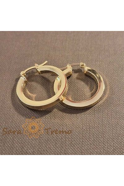 saratremo Gold-Plated Round Earrings - 2.5 cm, Thick Body, Classic and Practical