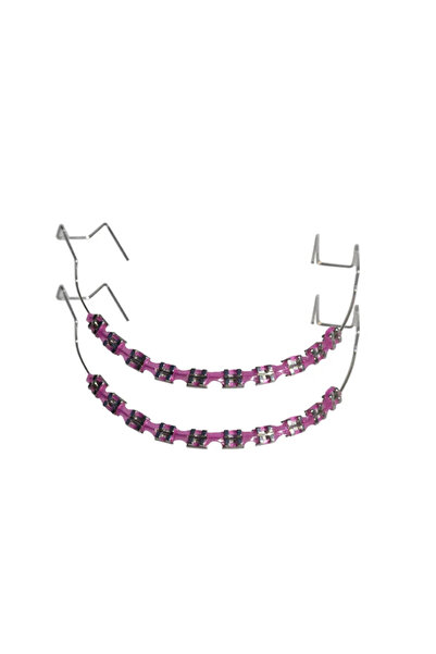 Choice3 تقويم الأسنان باللون الأحمر الوردي، زوج واحد من زينة الأسنان المؤقتة ...